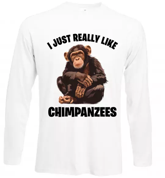 Лонгслив I really like chimpanzees Белый фото
