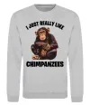 Свитшот I really like chimpanzees Серый меланж фото