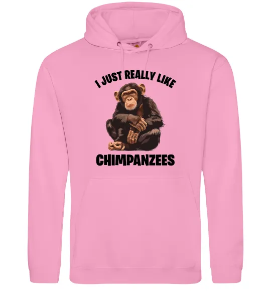 Женская толстовка (худи) I really like chimpanzees Розовый фото