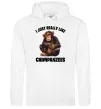 Женская толстовка (худи) I really like chimpanzees Белый Женская толстовка (худи) I really like chimpanzees Белый фото