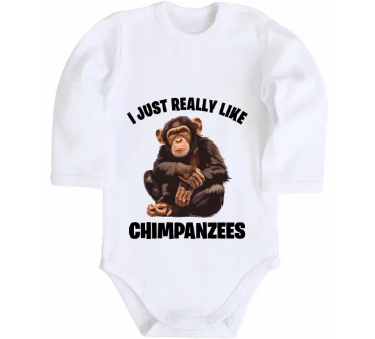 Детский боди I really like chimpanzees Белый фото