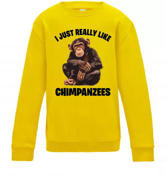 Детский Свитшот I really like chimpanzees Солнечно желтый фото