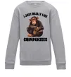 Детский Свитшот I really like chimpanzees Серый меланж фото