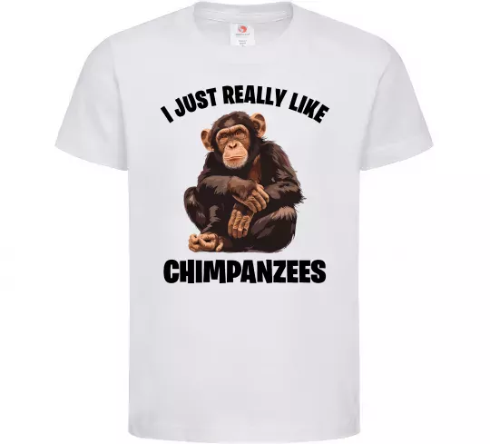 Детская футболка I really like chimpanzees Белый фото