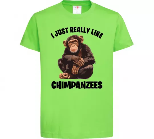 Детская футболка I really like chimpanzees Лаймовый фото