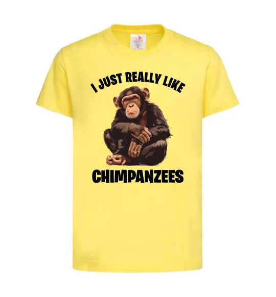 Дитяча футболка I really like chimpanzees Лимонний фото