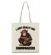 Еко-сумка I really like chimpanzees Бежевий фото