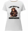 Женская премиум футболка I really like chimpanzees Белый фото