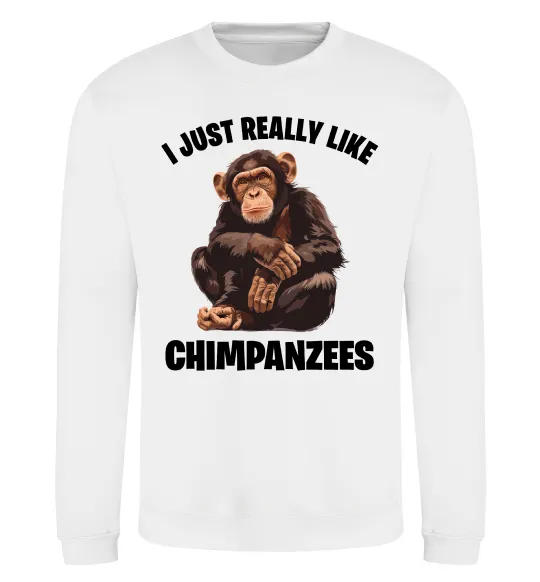 Світшот I really like chimpanzees Білий фото