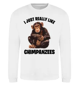 Свитшот I really like chimpanzees Белый фото