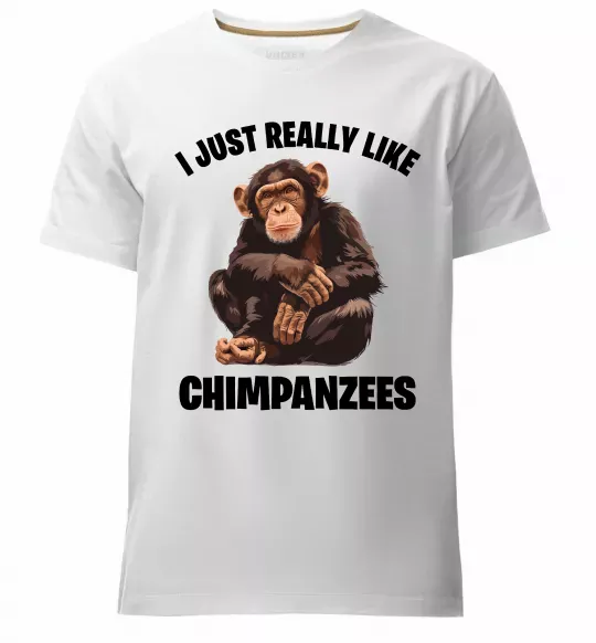 Чоловіча преміум футболка I really like chimpanzees Білий фото
