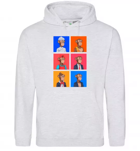 Мужская толстовка (худи) Funny monkeys Серый меланж фото