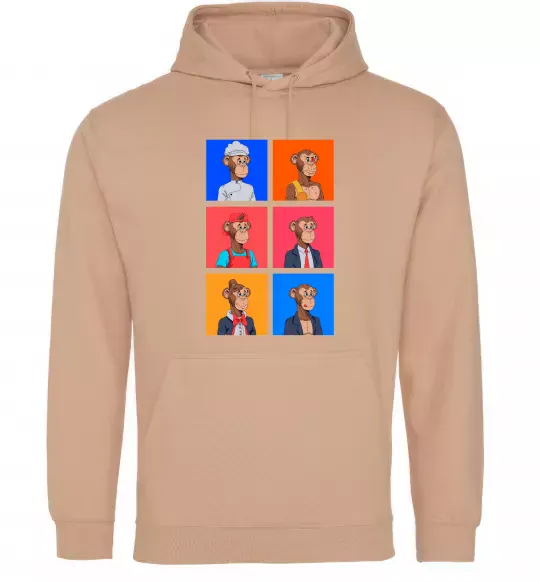 Мужская толстовка (худи) Funny monkeys Песочный фото