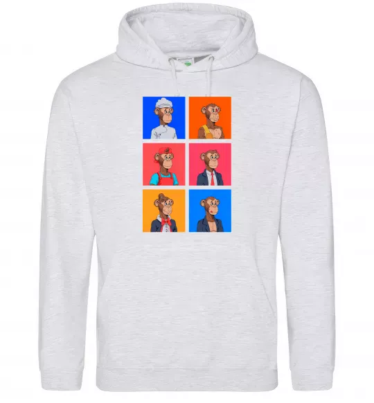 Женская толстовка (худи) Funny monkeys Серый меланж фото