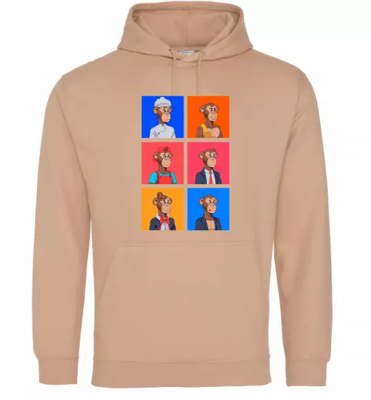 Женская толстовка (худи) Funny monkeys Песочный фото