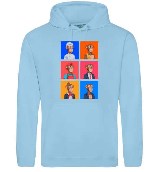 Жіноча толстовка (худі) Funny monkeys Блакитний фото