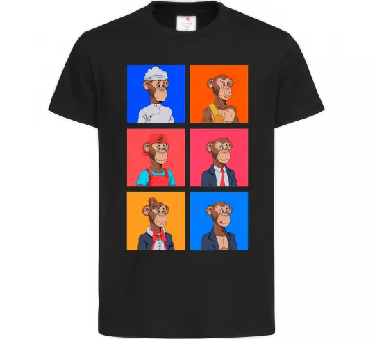 Детская футболка Funny monkeys Черный фото