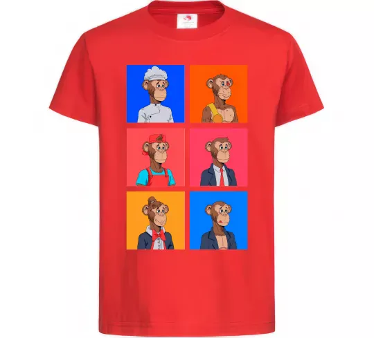 Детская футболка Funny monkeys Красный фото