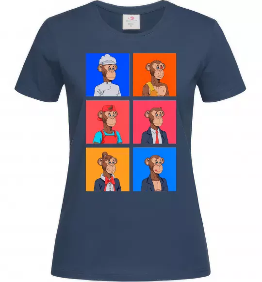 Женская футболка Funny monkeys Темно-синий фото