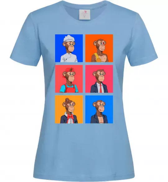 Женская футболка Funny monkeys Голубой фото