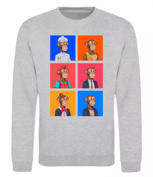 Свитшот Funny monkeys Серый меланж фото