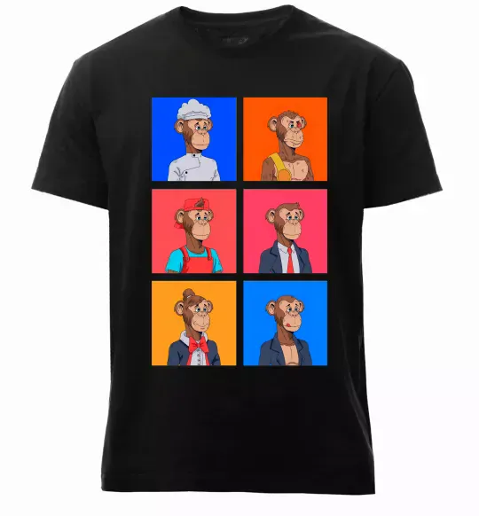 Мужская премиум футболка Funny monkeys Черный фото