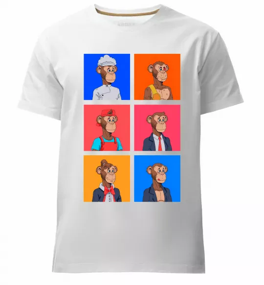 Мужская премиум футболка Funny monkeys Белый фото