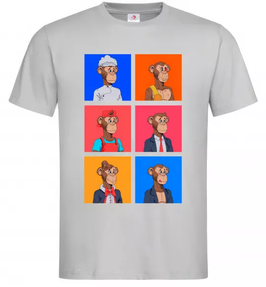 Мужская футболка Funny monkeys Серый фото
