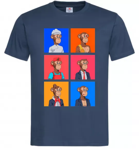 Мужская футболка Funny monkeys Темно-синий фото