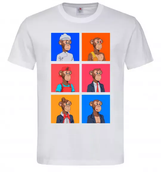Мужская футболка Funny monkeys Белый фото