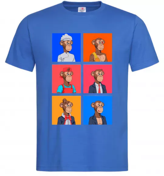 Мужская футболка Funny monkeys Ярко-синий фото