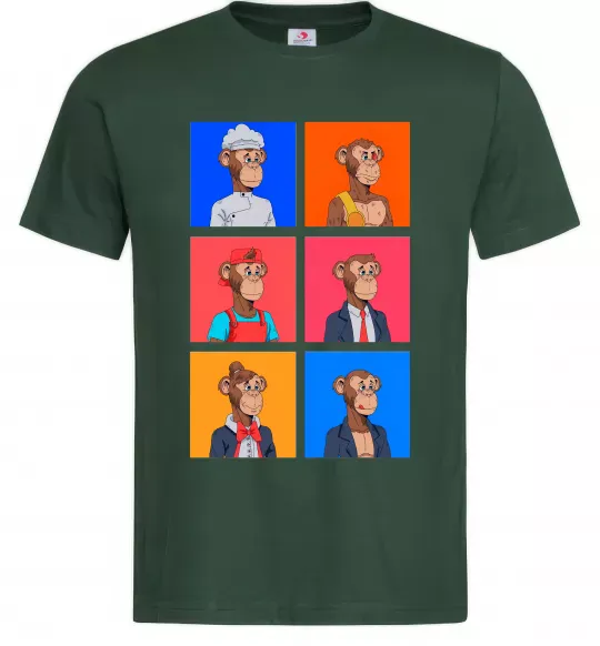 Мужская футболка Funny monkeys Темно-зеленый фото