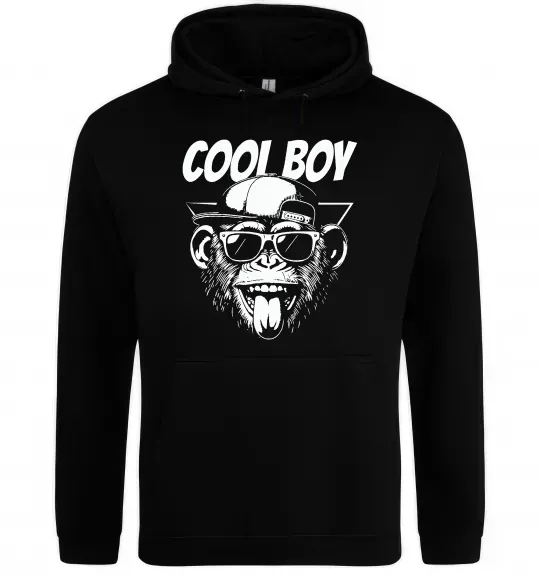 Мужская толстовка (худи) Cool boy monkey Черный фото
