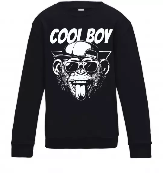 Детский Свитшот Cool boy monkey Черный фото