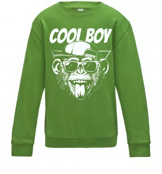 Детский Свитшот Cool boy monkey Лаймовый фото