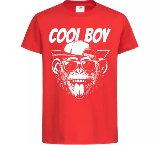 Детская футболка Cool boy monkey Красный фото