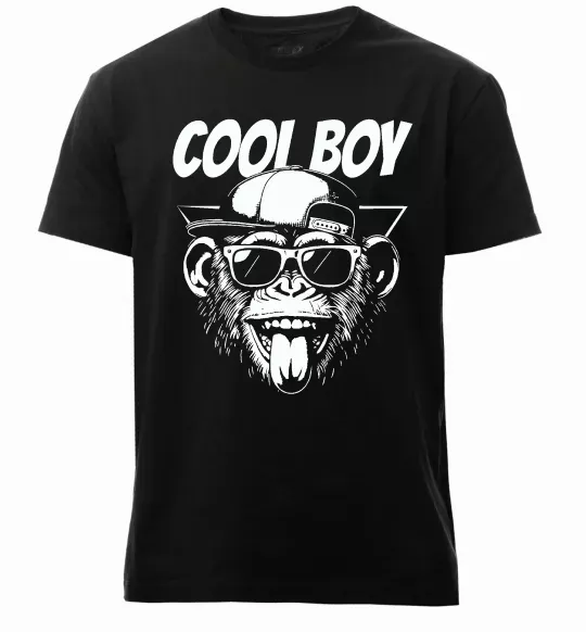 Мужская премиум футболка Cool boy monkey Черный фото
