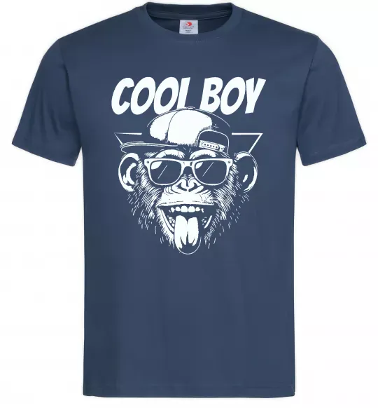 Мужская футболка Cool boy monkey Темно-синий фото