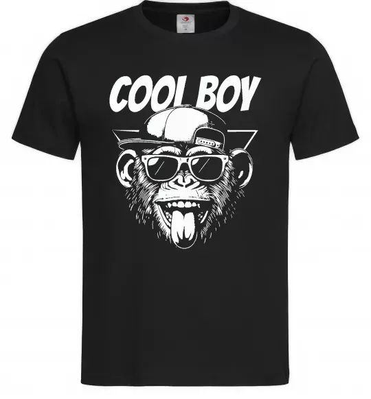 Мужская футболка Cool boy monkey Черный фото
