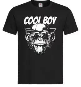 Мужская футболка Cool boy monkey Черный фото