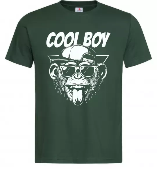 Мужская футболка Cool boy monkey Темно-зеленый фото