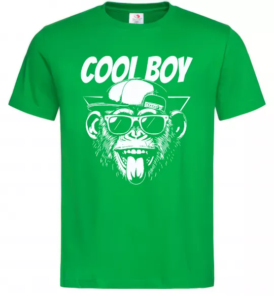 Мужская футболка Cool boy monkey Зеленый фото