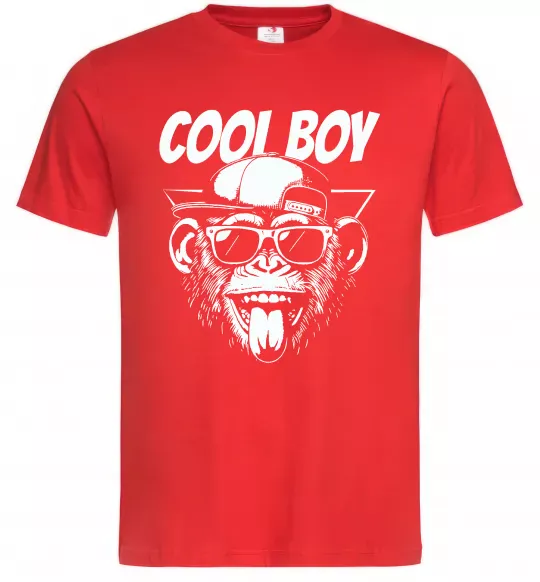 Мужская футболка Cool boy monkey Красный фото