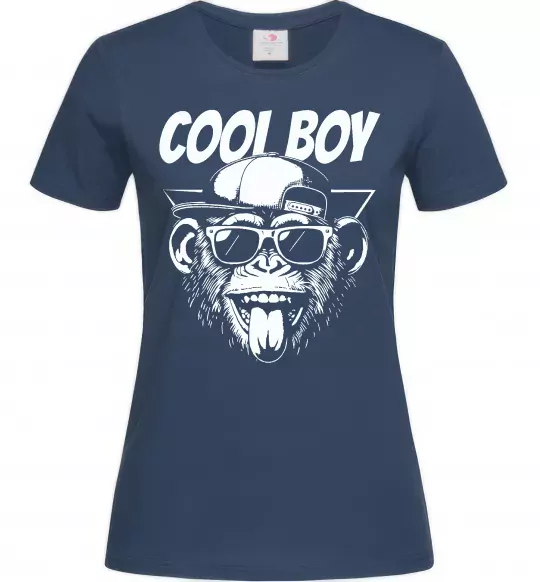 Женская футболка Cool boy monkey Темно-синий фото