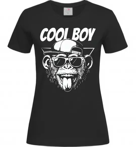 Женская футболка Cool boy monkey Черный фото