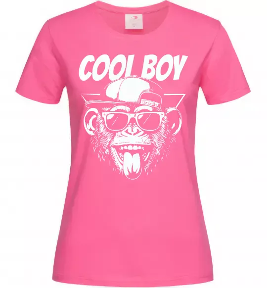 Женская футболка Cool boy monkey Ярко-розовый фото
