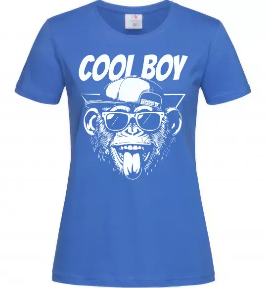 Женская футболка Cool boy monkey Ярко-синий фото
