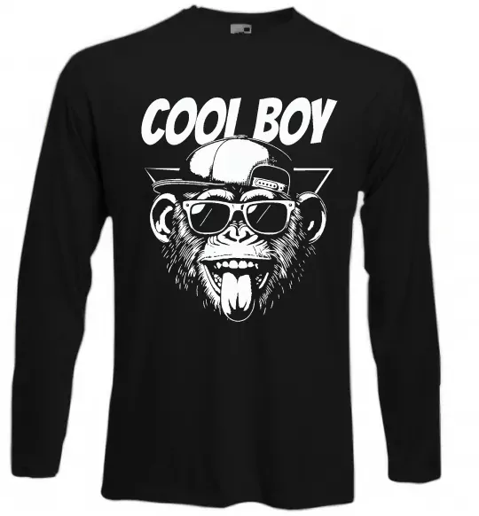 Лонгслив Cool boy monkey Черный фото