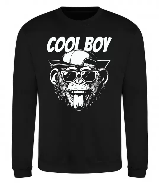 Світшот Cool boy monkey Чорний фото