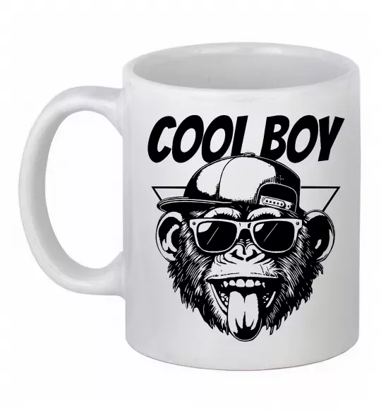 Чашка керамическая Cool boy monkey Белый фото